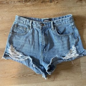 Distressed High Waist Jean Short